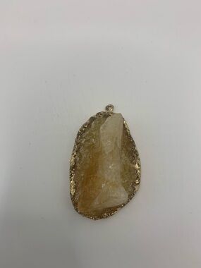 Natural Raw Citrine Gold-Edge Pendant